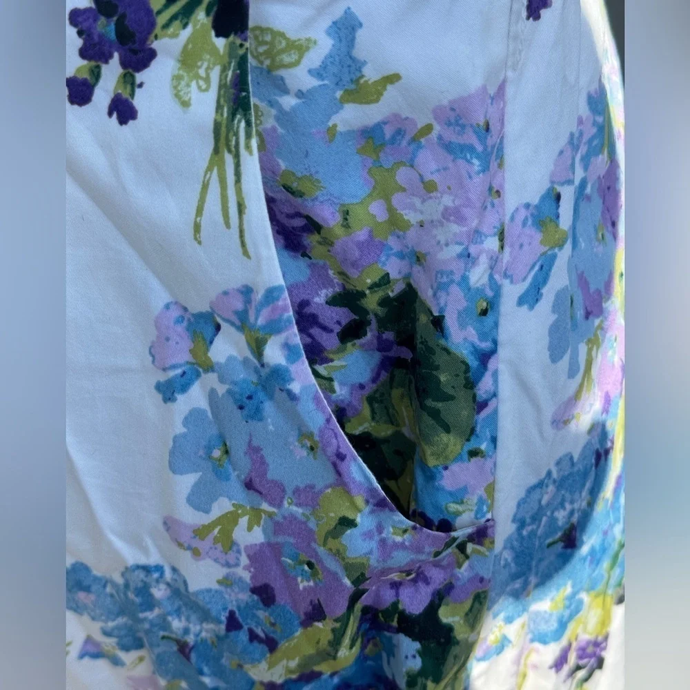 Floral Laura Ashely Dress - White‎ and Blue